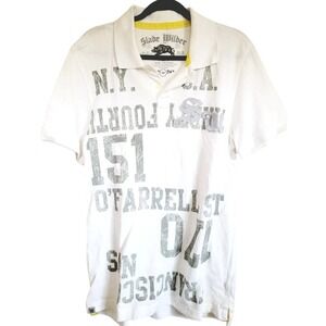 Slade Wilder Men's M Rugby‎ Polo Shirt White Yellow Destroy Tradition SS